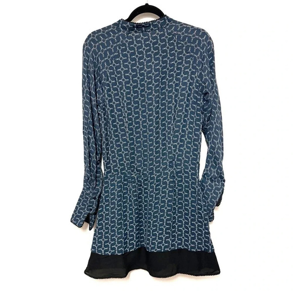 NWT Reiss Navy Viviyan Printed Flippy Dress - Equestrian Chain Silky - Picture 10 of 10